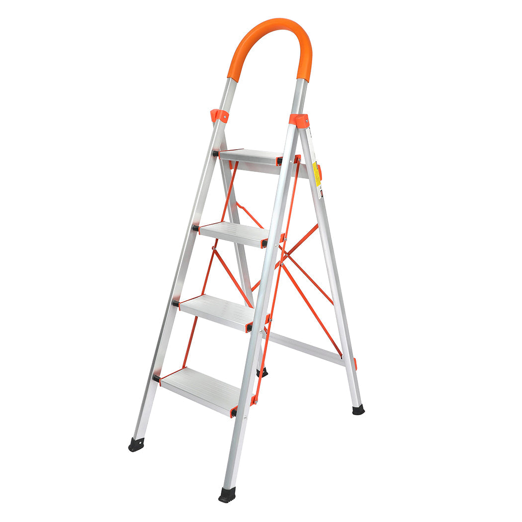 Traderight 4 Step Ladder Folding Aluminium Ladders