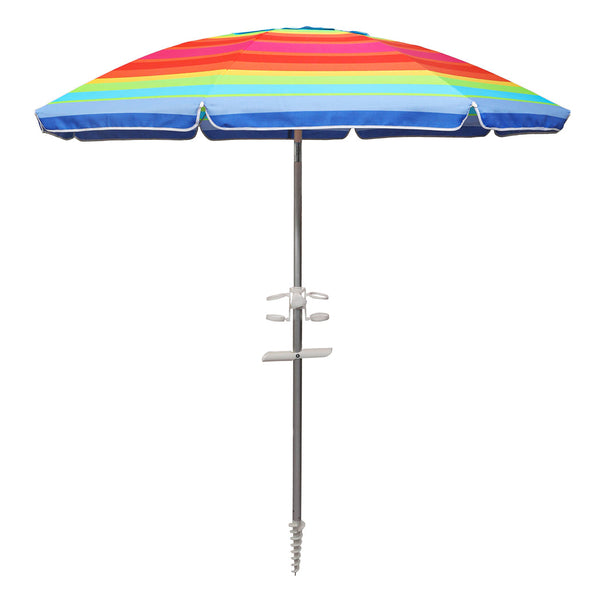 2M Colorful Outdoor Beach Umbrella Sand Shade For Sunny Coastal Relaxation Patio Umbrellas