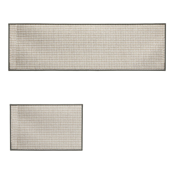 Marlow Kitchen Rug Set 2Pcs Woven Non Slip Absorbent Grey Floor Mat Rugs
