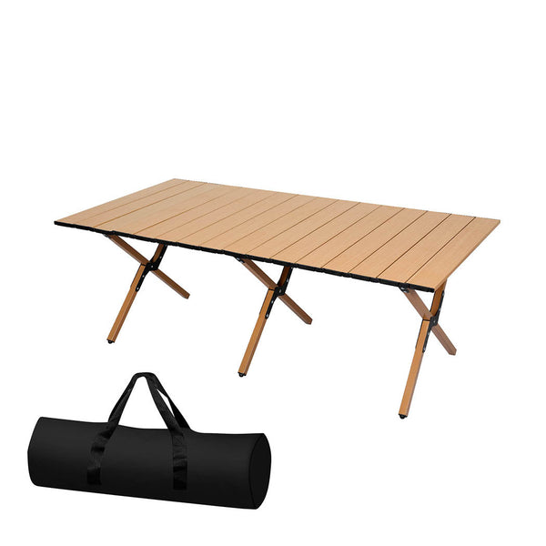 Levede Folding Camping Table Foldable Oak Portable Outdoor Furniture For Picnic Or Travel Camping Tables