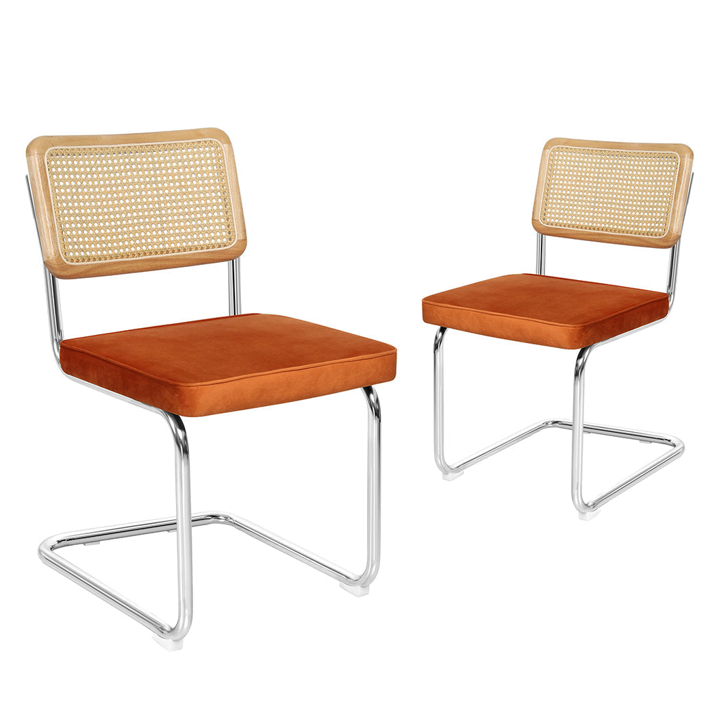 Levede 2Xrattan Chair Orange Dining Chairs