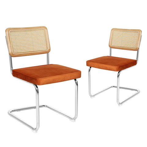 Levede 2Xrattan Chair Orange Dining Chairs