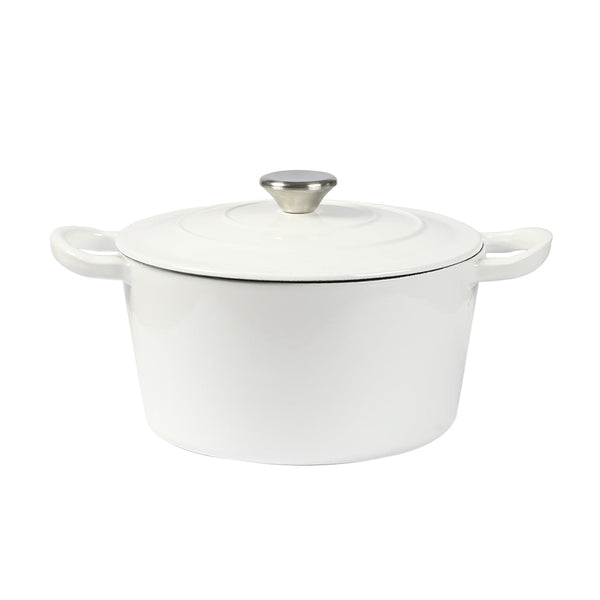 Toque 4L Enamel Dutch Oven Pot In White Colour Casserole Pans