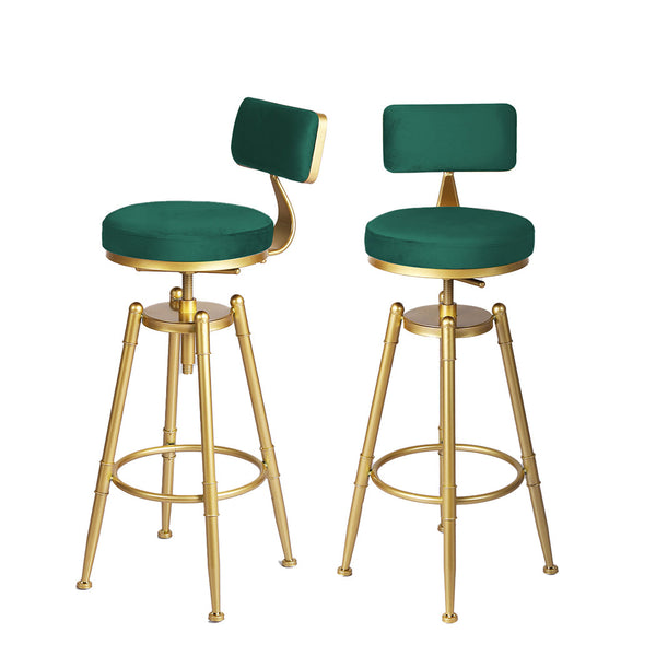 Levede 1X Bar Stool Velvet Kitchen Green Adjustable Height Modern Seating Benches Bar Stools