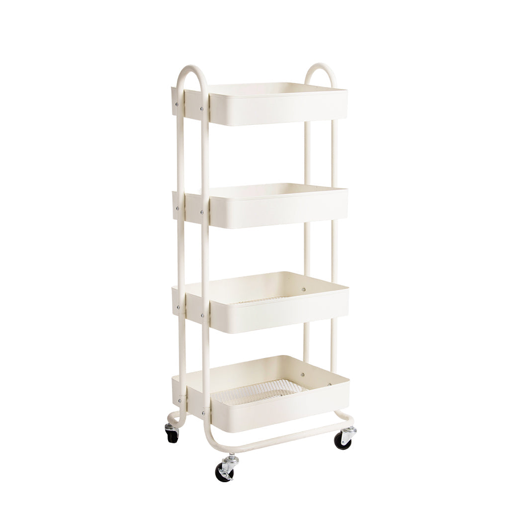Levede 4 Tiers Kitchen Trolley Cart White Kitchen Carts
