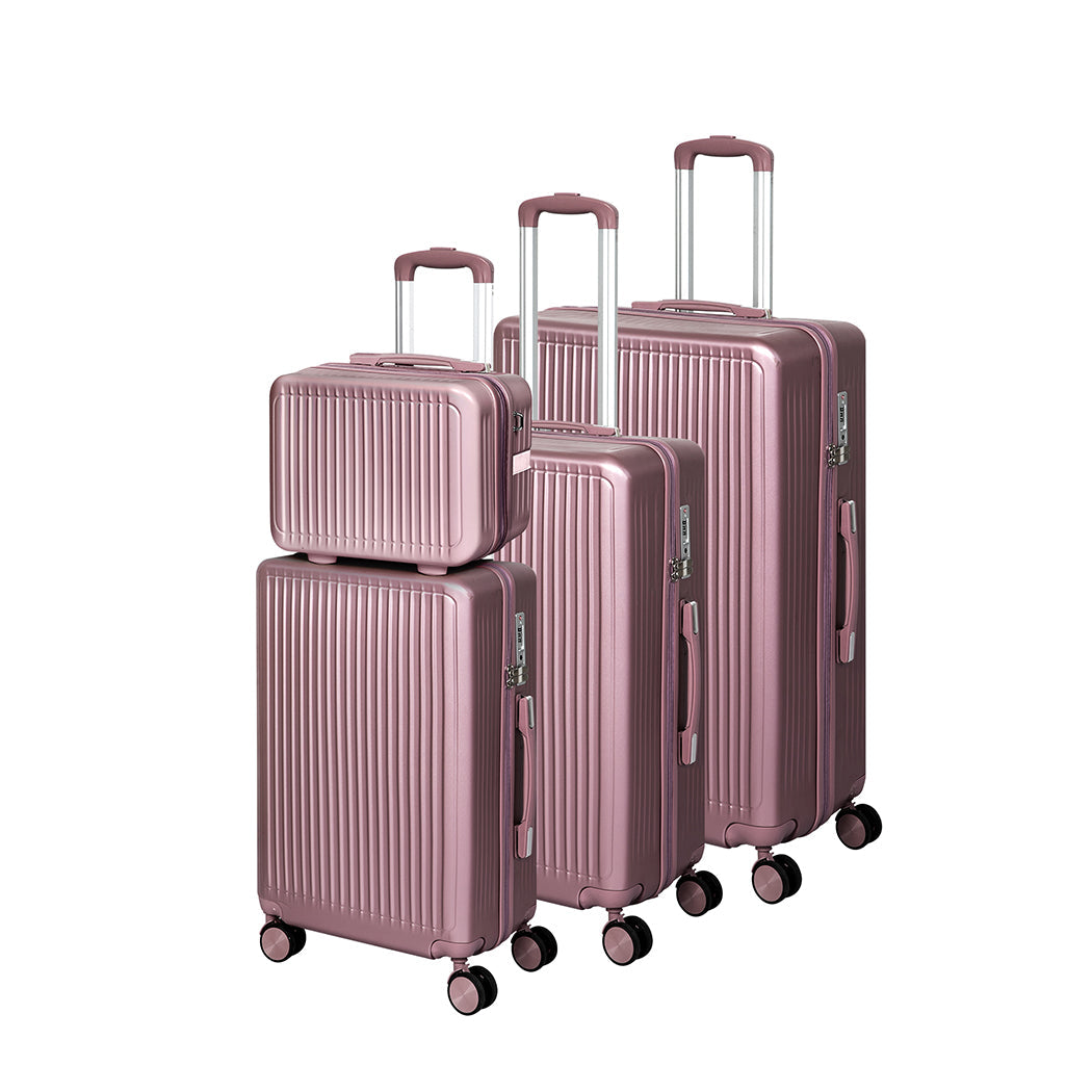 Slimbridge Luggage Suitcase Trolley Rose Gold 4Pc 14"+20"+24"+28" Trolleys