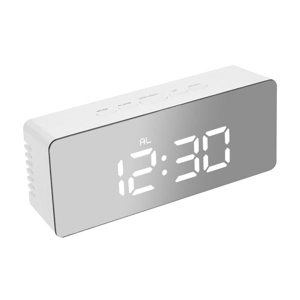 Alarm Clock Digital Led Mirror Desk White Alarm Clocks & Clock Radios