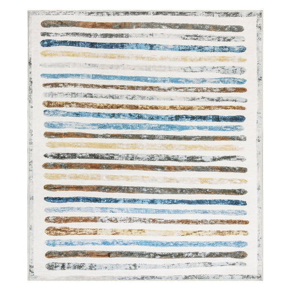 Marlow Floor Rug Short Pile Washable Carpet Soft Plush Non Slip Stripe 200X230cm Rugs