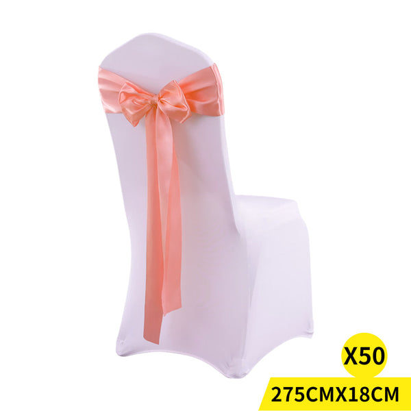 50X Satin Chair Sashes Cloth Cover Wedding Coral Chair Covers