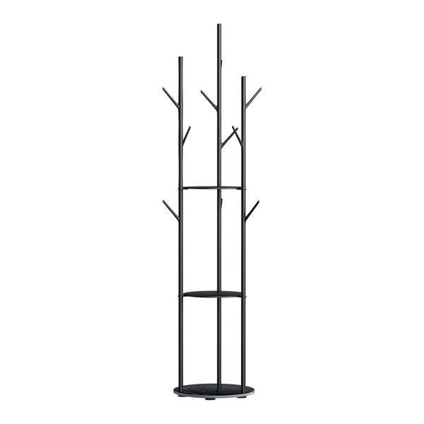 Levede Coat Rack Clothes Stand 8 Hook Organizer Black Stylish Entryway Storage Coat & Hat Racks