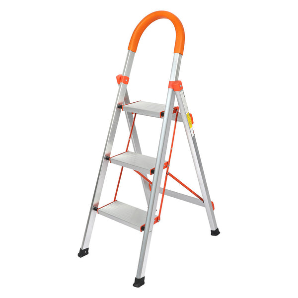 Traderight 3 Step Ladder Folding Aluminium Ladders