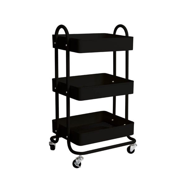 Levede 3 Tiers Kitchen Trolley Cart Black Kitchen Carts