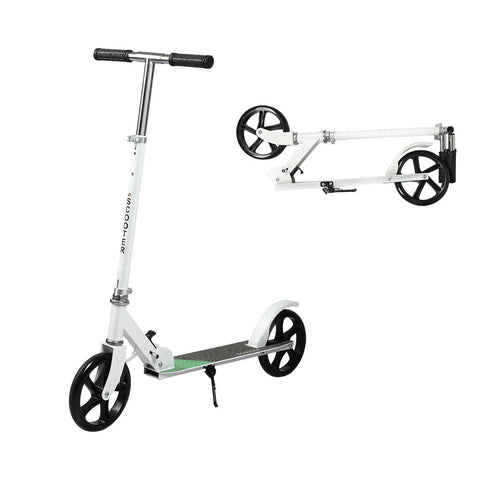 Monvelo Folding Scooter Dual Large Wheels White Push Scooters