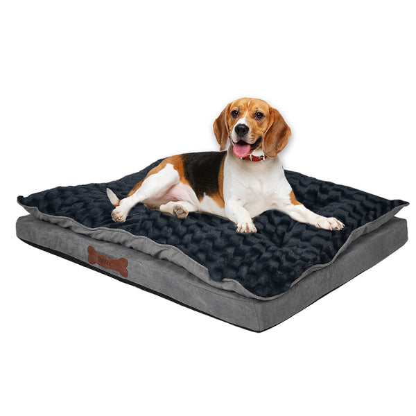 Dog Calming Bed Warm Soft Plush Comfy Grey Small Pet Beds