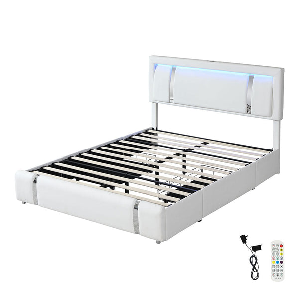 Levede Double Bed Frame With Adjustable Headboard White Headboards & Footboards