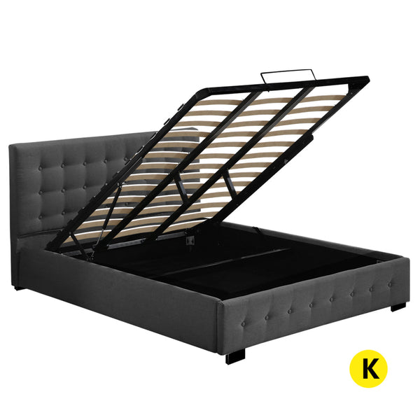 Levede King Fabric Bed Frame Tufted Dark Grey Stylish And Comfortable Sleep Solution For Bedroom King Bed Frames