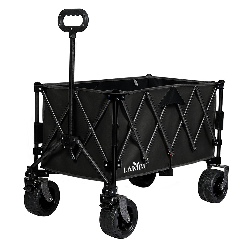 Lambu Folding Wagon Cart Black Wheelbarrows Carts Wagons