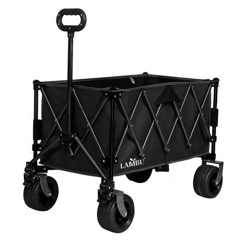 Lambu Folding Wagon Cart Black Wheelbarrows Carts Wagons
