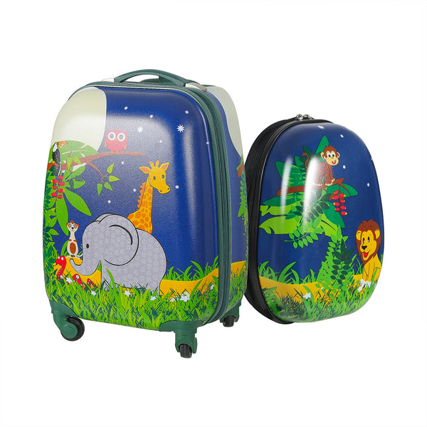 Bopeep 16''13'' 2Pcs Kids Luggage Backpack Set Jungle Suitcases