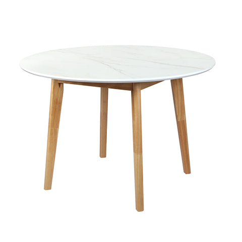 Levede Dining Table Round Rubberwood Base 120Cm White Dining Tables