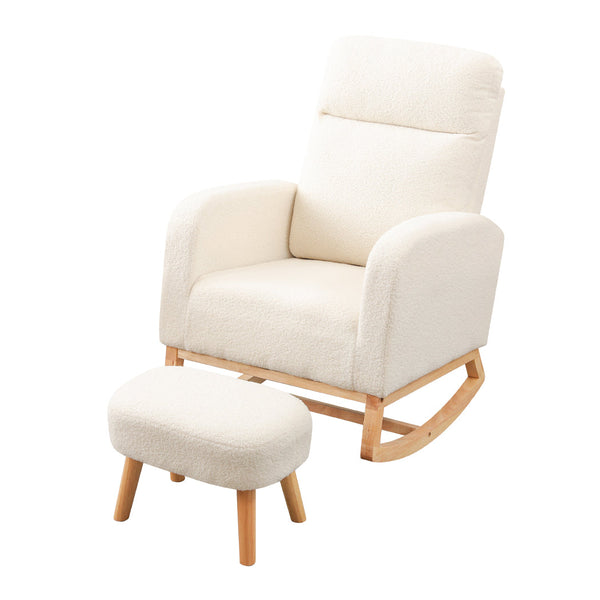 Levede Rocking Chair Ottoman Footrest With Side Pocket Sofas Armchairs & Couches