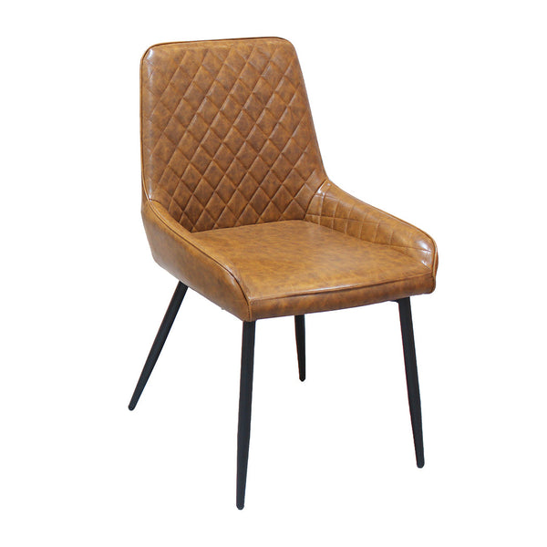 Set Of 4 Pu Faux Leather With Padded Seat Brown Dining Chairs