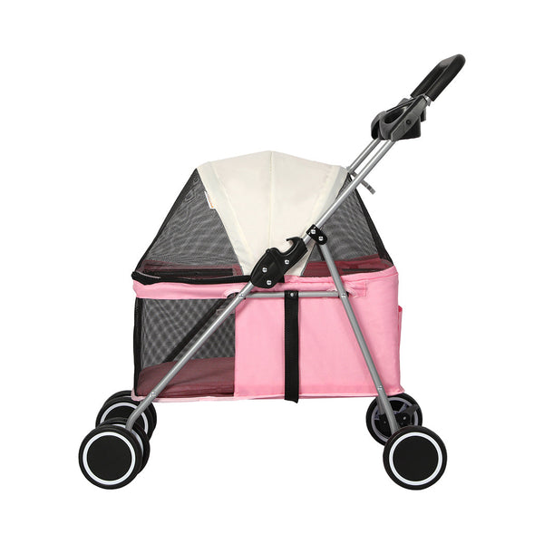 Pawz Pet Stroller Dog Cat Carrier Foldable Pink Dog Strollers