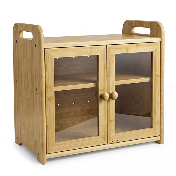 Toque 2 Tier Bamboo Bread Box 20L Kitchen Counter Storage Bread Bins