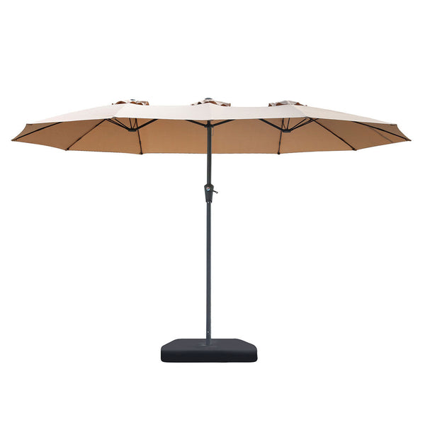 Centra 4.5M Double Sided Patio Umbrella Outdoor Base Stand Khaki Patio Umbrellas
