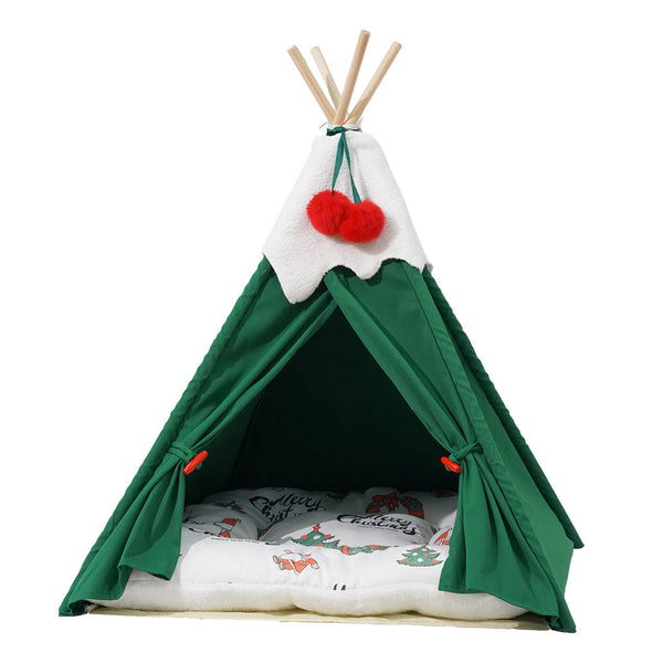 Pawz Pet Tent Dog Cat Bed Washable Indoor Green Pet Beds