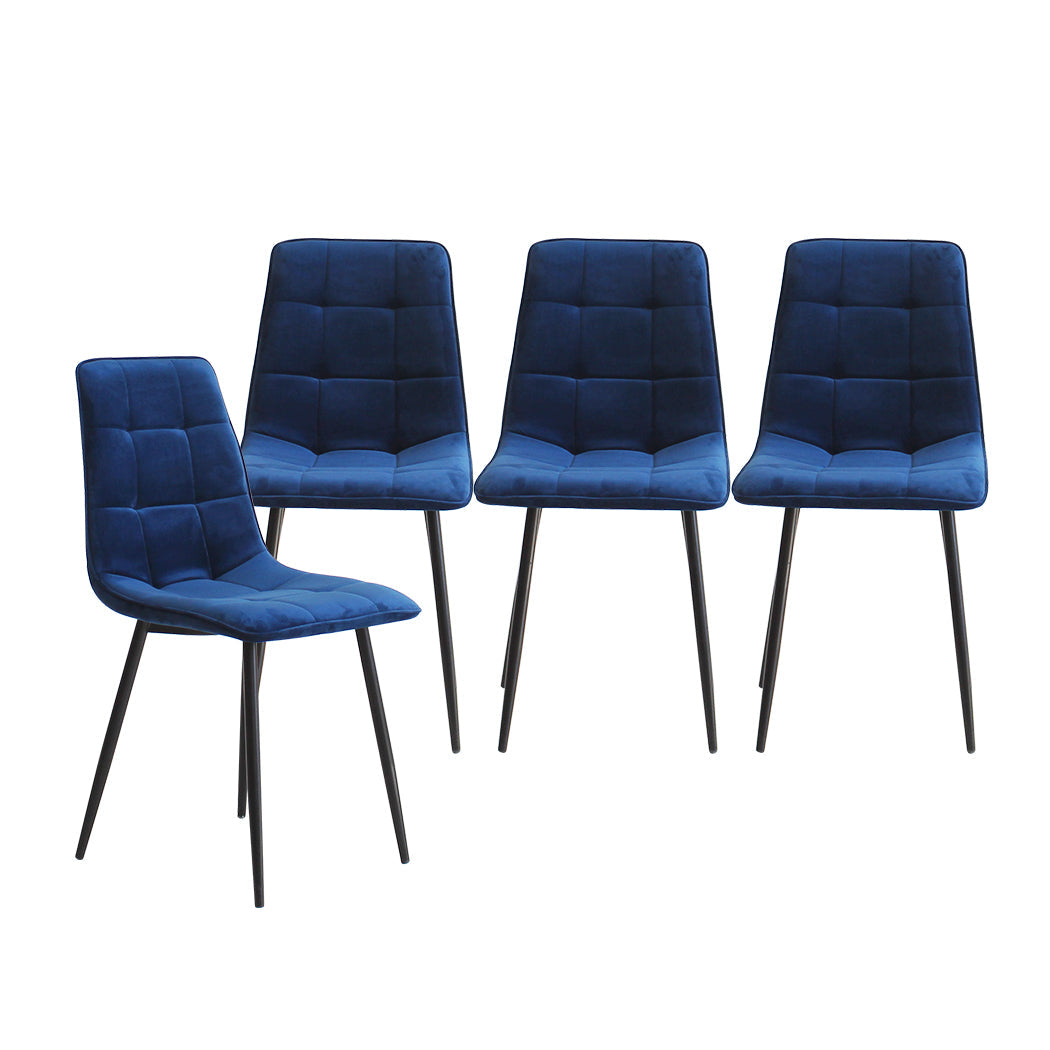 Levede Velvet Blue 4 Piece Set For Kitchen Modern Comfort And Style Dining Chairs