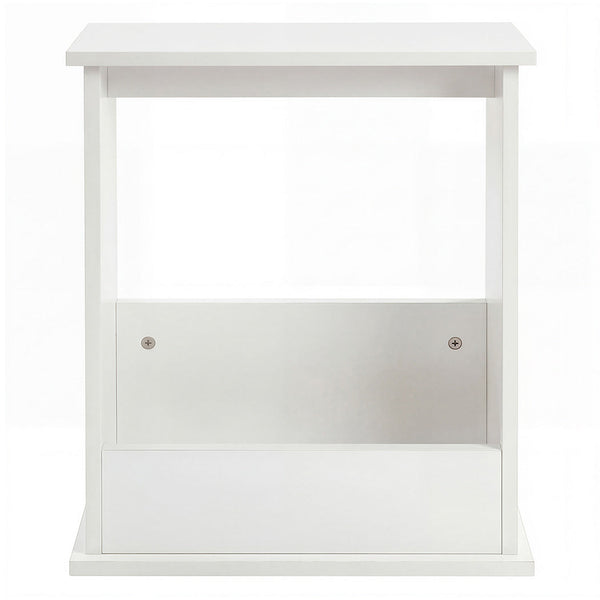 Levede Narrow Side Table With Magazine Rack White Side Tables