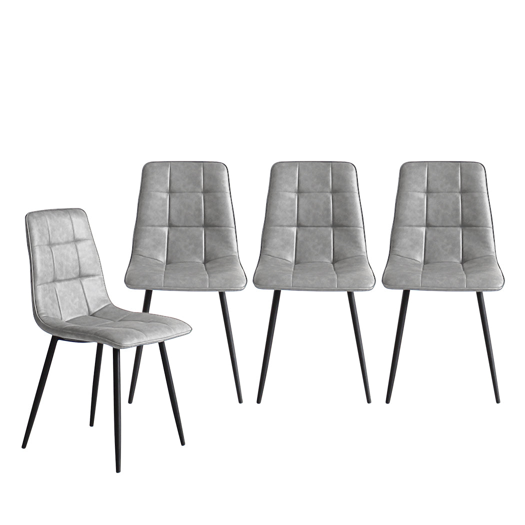 Levede 4X Kitchen Grey Faux Leather Dining Chairs