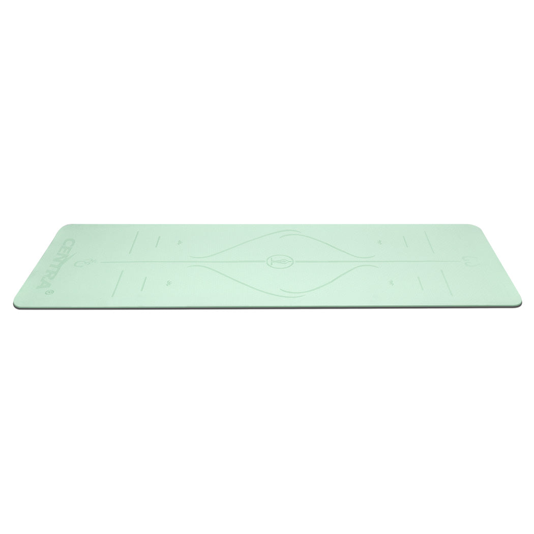 Centra Yoga Mat Dual Colour Body Position Lines Mint Green Mats & Non Slip Towels