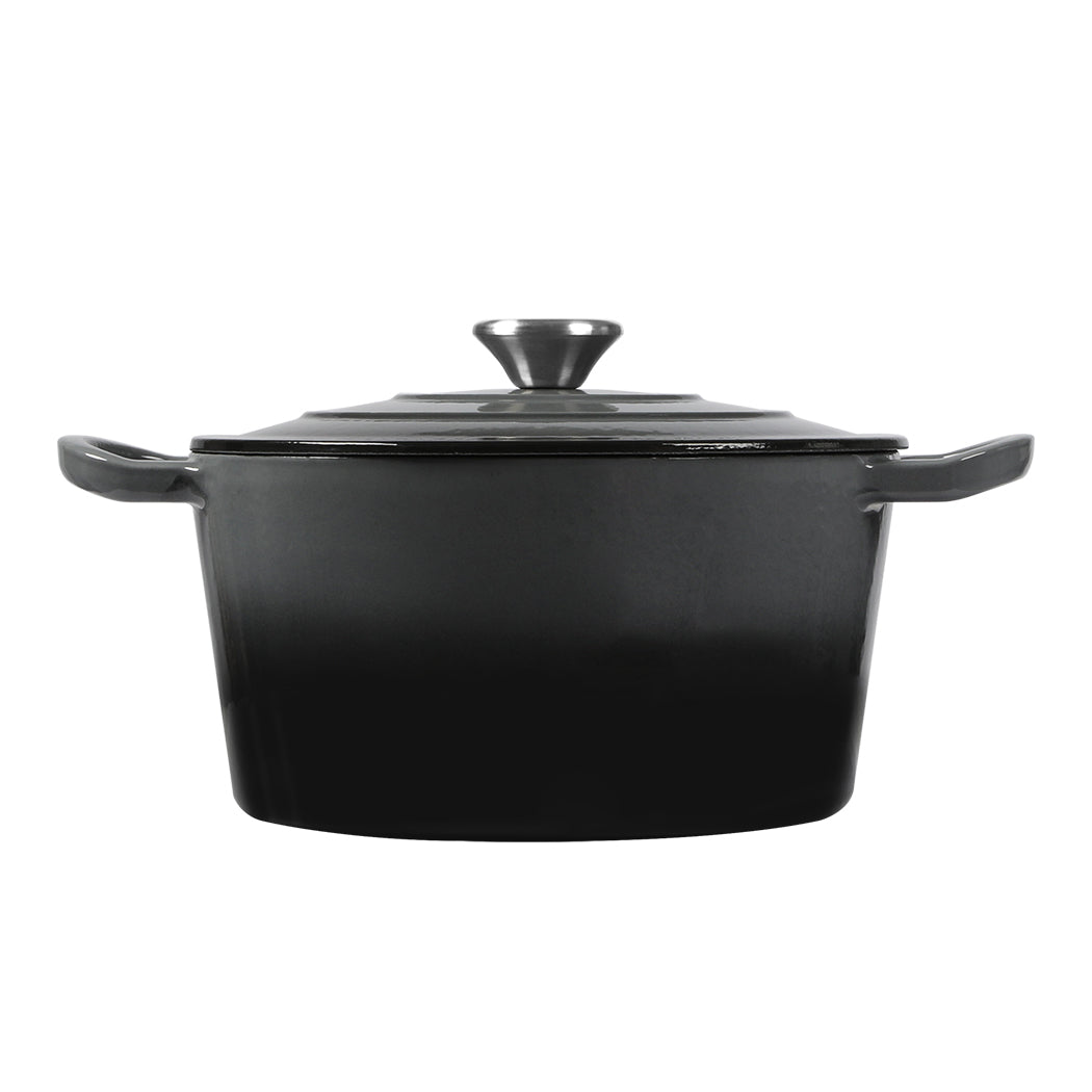 Toque 4L Enamel Dutch Oven Pot Cookware Black Casserole Pans