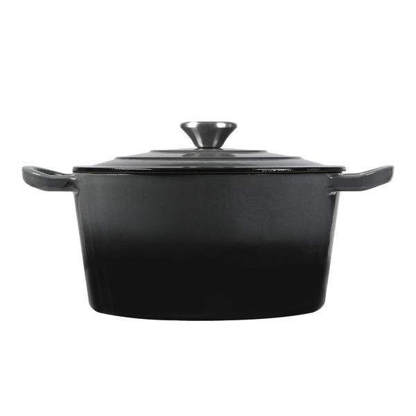 Toque 4L Enamel Dutch Oven Pot Cookware Black Casserole Pans