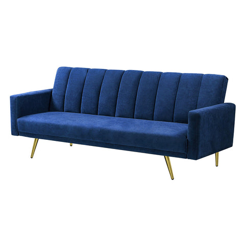 Levede Sofa Bed Convertible Velvet Lounge Recliner Couch Sleeper 3 Seater Blue Sofa Beds