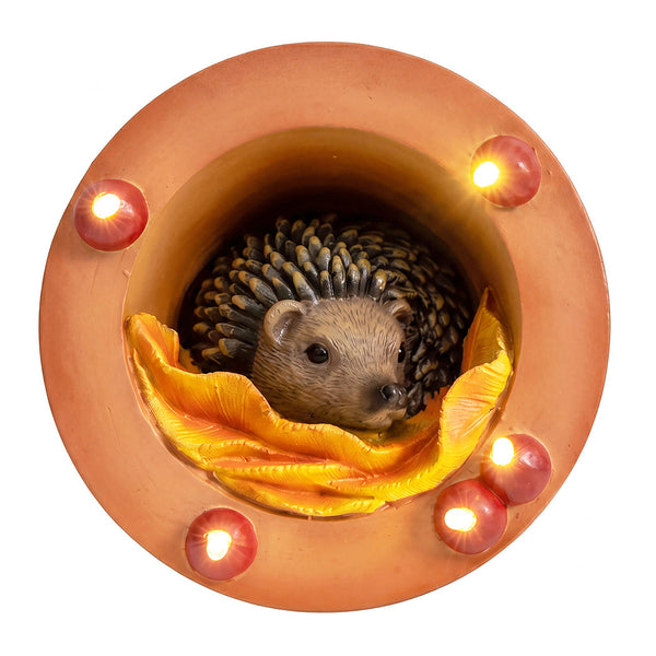 Emitto Hedgehog Solar Garden Statue Light Hand Painted Outdoor Decor Ornaments & Statues