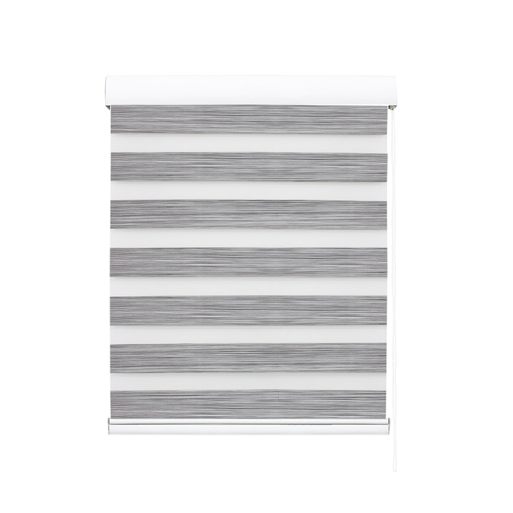 Marlow 1X Blackout Zebra Roller Blind Curtains 90X210cm Grey Curtains & Drapes