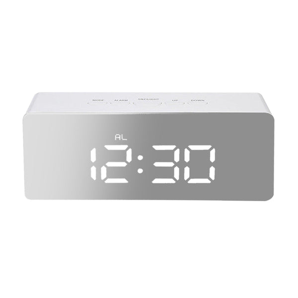 Alarm Clock Digital Led Mirror Desk White Alarm Clocks & Clock Radios