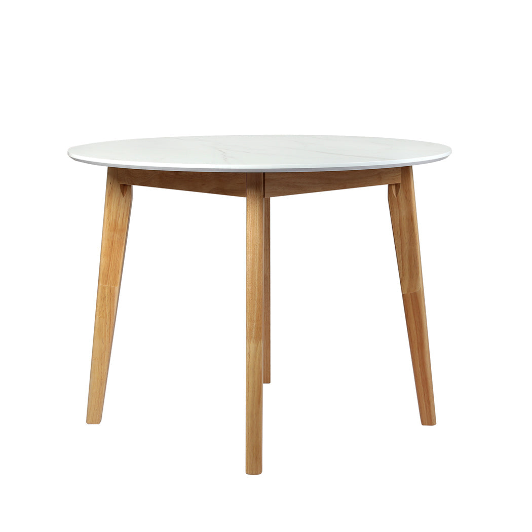 Levede Elegant Round Dining Table With Rubberwood Base 100Cm White For Home Space Dining Tables