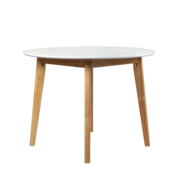 Levede Elegant Round Dining Table With Rubberwood Base 100Cm White For Home Space Dining Tables