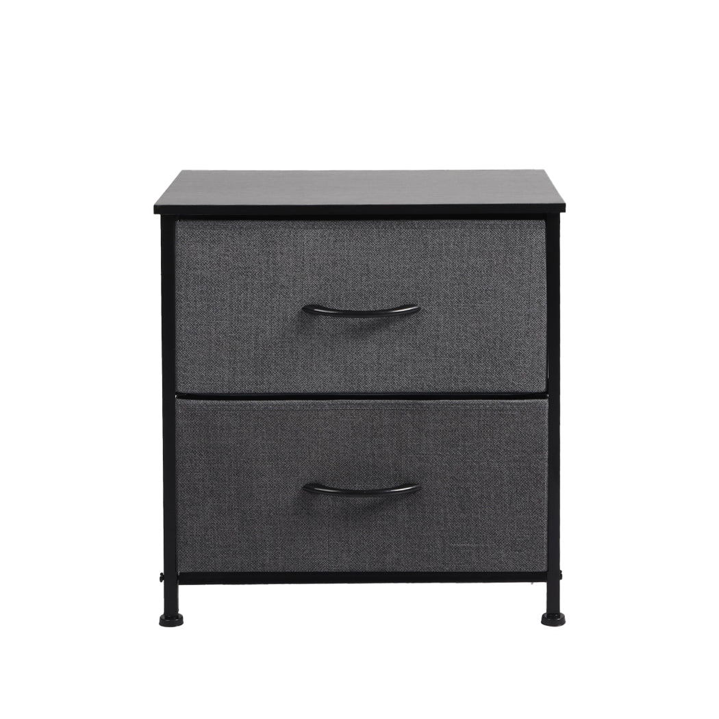 Levede Storage Cabinet Chest Of 2 Drawers Dark Grey Cabinets & Cupboards
