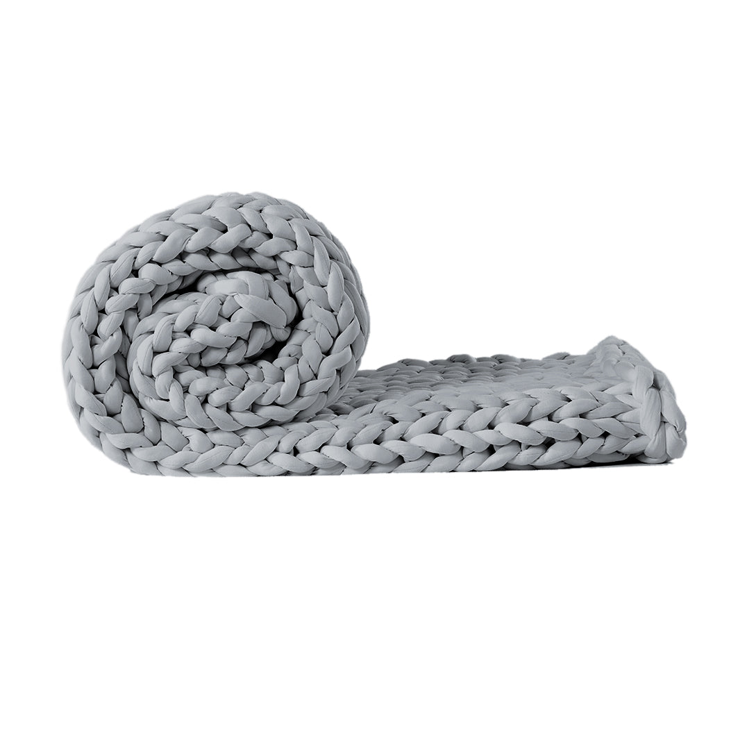 Dreamz Knitted Weighted Blanket Chunky Grey Kids Weighted Blankets