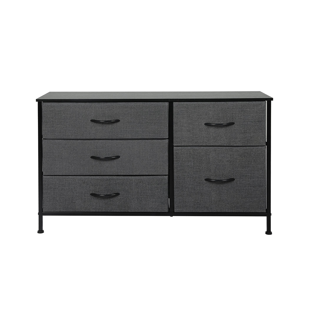 Levede Storage Cabinet Tower Chest 5 Drawers Dark Grey Cabinets & Cupboards