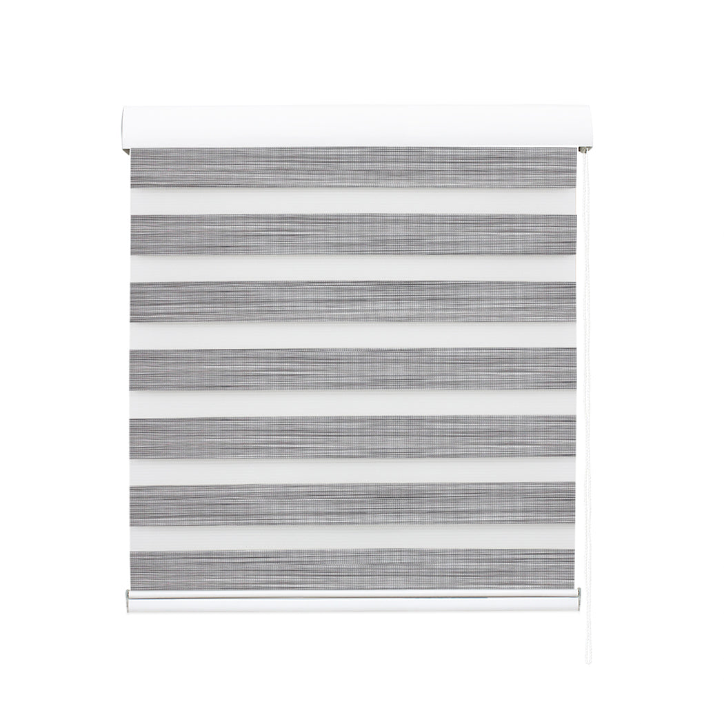 Marlow 1X Blackout Zebra Roller Blind Curtains 180X210cm Grey Curtains & Drapes