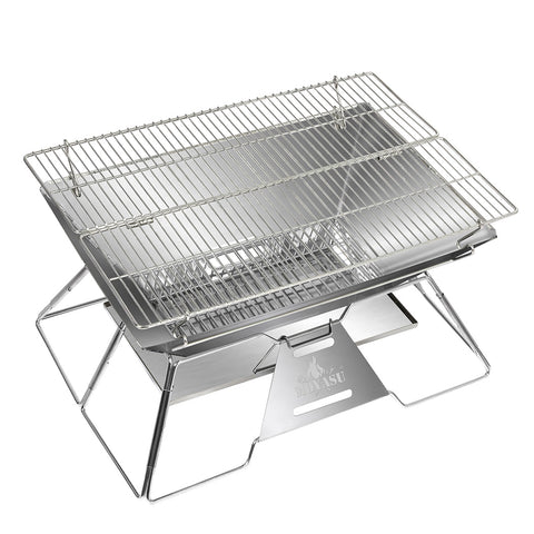 Levede Folding Bbq Charcoal Grill Silver Camping Stoves Ovens & Bbqs