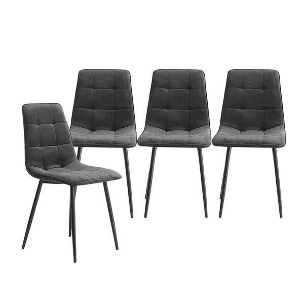 Levede 8X Kitchen Velvet Grey Dining Chairs