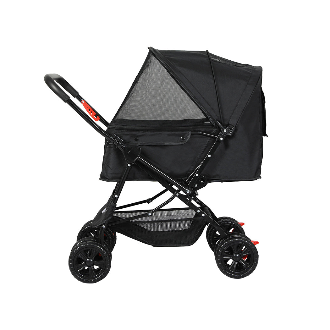 Pawz Pet Stroller Dog Cat Carrier Foldable Black Dog Strollers