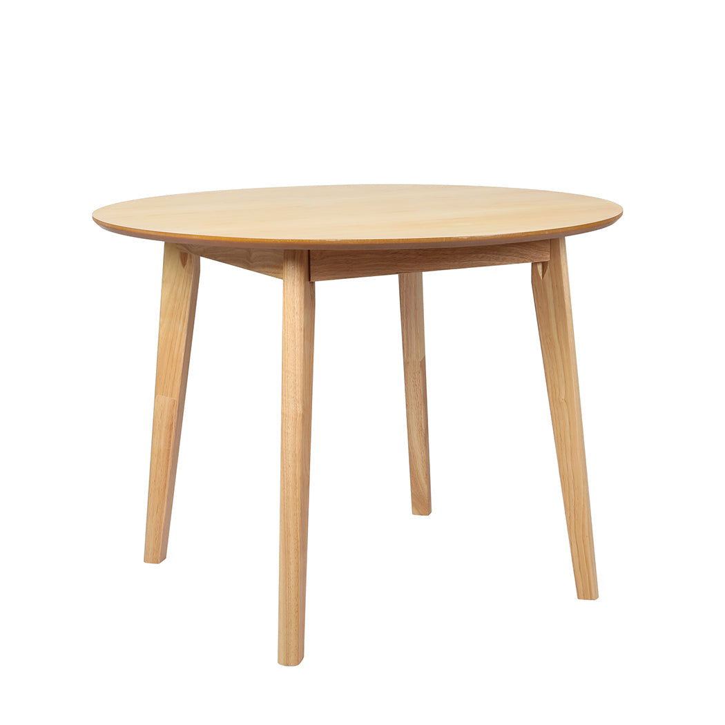 Levede Dining Table Round Rubberwood Base 100Cm Natural Dining Tables